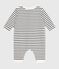 Baby-Overall mit Kragen aus Baumwolle und Matrosenstreifen weiss MARSHMALLOW/blau SMOKING