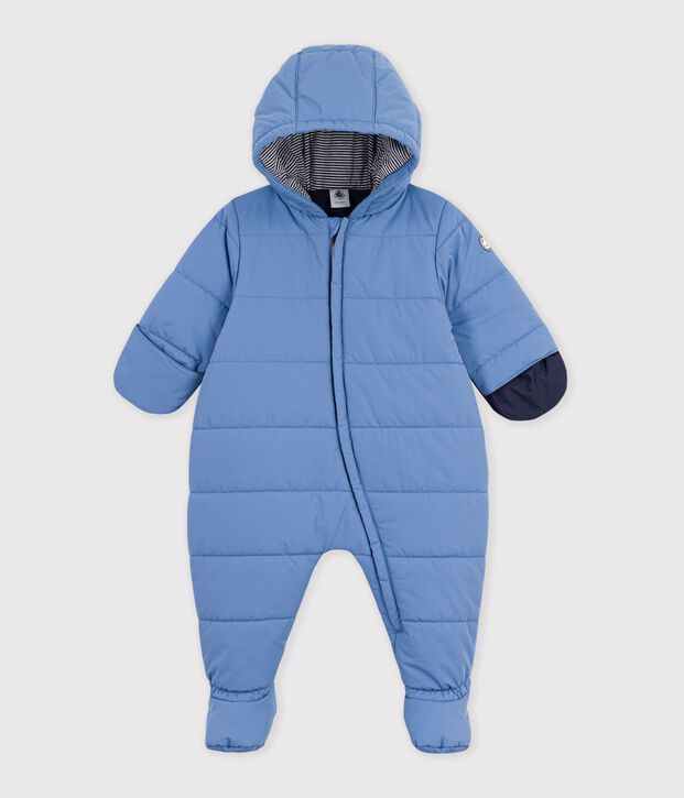 Baby-Schneeanzug aus einfarbigem Polyester blau