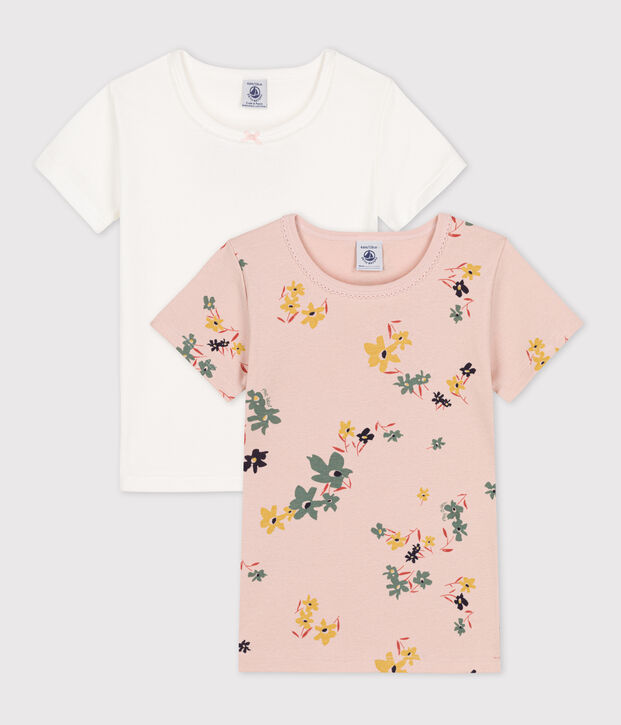 2er-Set kurz&auml;rmelige T-Shirts aus Baumwolle mit Blumenmotiv f&uuml;r M&auml;dchen vielfarbig
