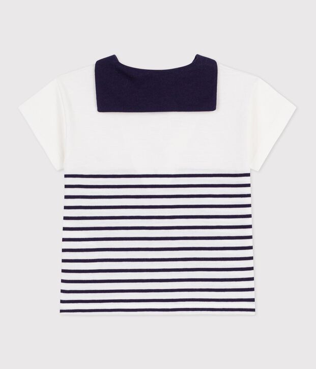 Kurz&auml;rmeliges Baby-T-Shirt aus Baumwolle mit Matrosenstreifen blau/blau