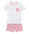 Bedruckter Jungen-Schlafanzug mit Streifen weiss MARSHMALLOW/weiss MULTICO