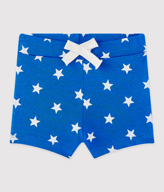 Bedruckte Baby-Jungen-Shorts blau PERSE/weiss MARSHMALLOW