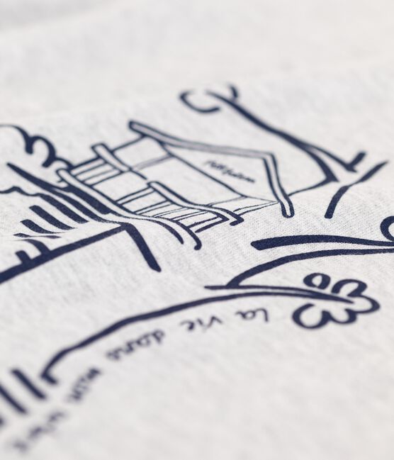 Kurzärmeliges Kinder-T-Shirt aus Baumwolle für Jungen grau POUSSIERE CHINE