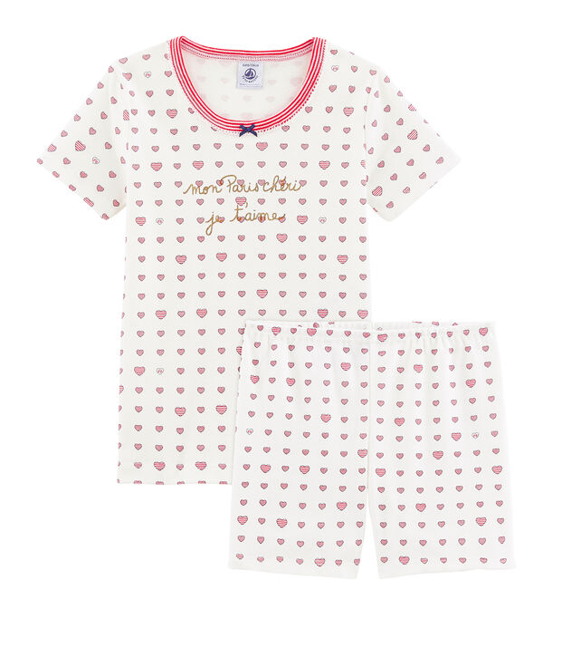 Kurzpyjama f&uuml;r kleine M&auml;dchen weiss/vielfarbig