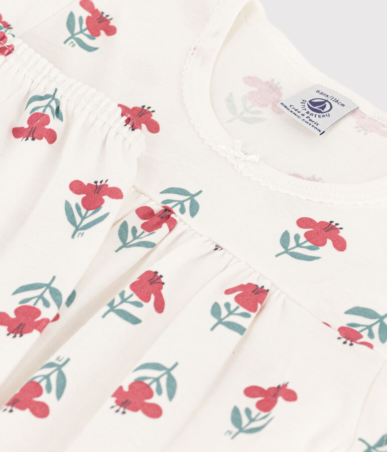 Kinder-Kurzpyjama aus Baumwolle mit Krone f&uuml;r M&auml;dchen weiss/vielfarbig