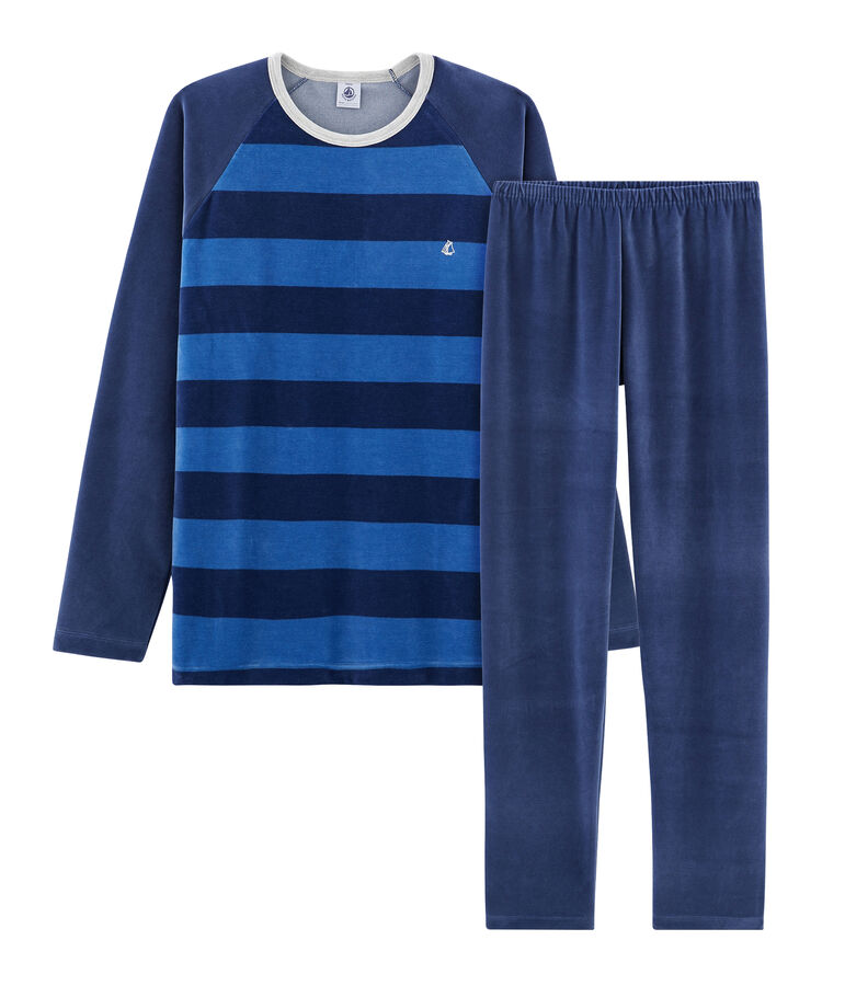 Kinderpyjama aus Nicki f&uuml;r Jungen blau/blau
