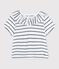 Kurzärmelige Babybluse aus gestreiftem Jersey weiss MARSHMALLOW/blau SMOKING