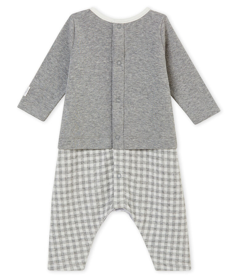 Langer Baby Jungen Overall mit Vichy-Karomuster grau SUBWAY/weiss MARSHMALLOW