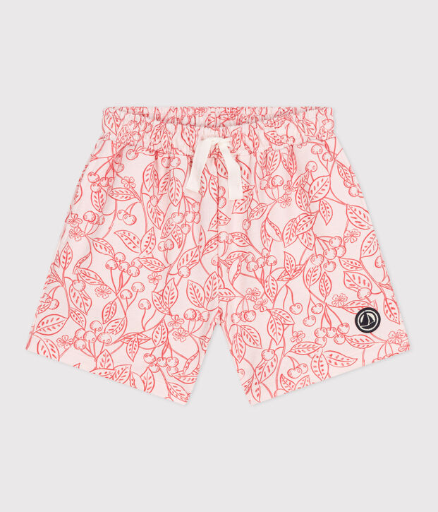 Kinder-Shorts aus bedruckter Baumwolle rosa/rot