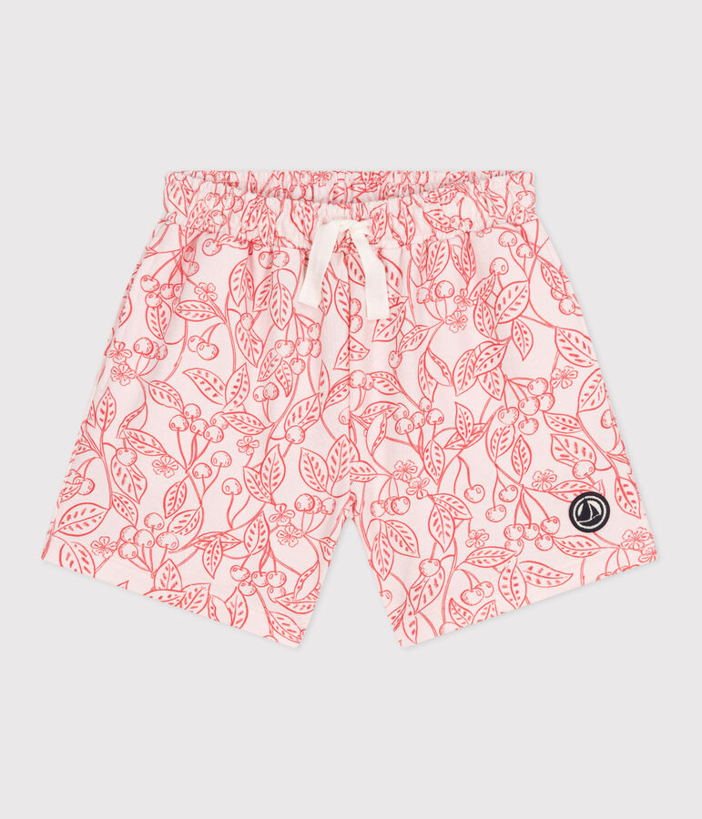 Kinder-Shorts aus bedruckter Baumwolle rosa/rot