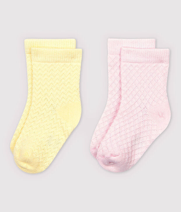 2er-Set Babysocken in Reliefstrick vielfarbig