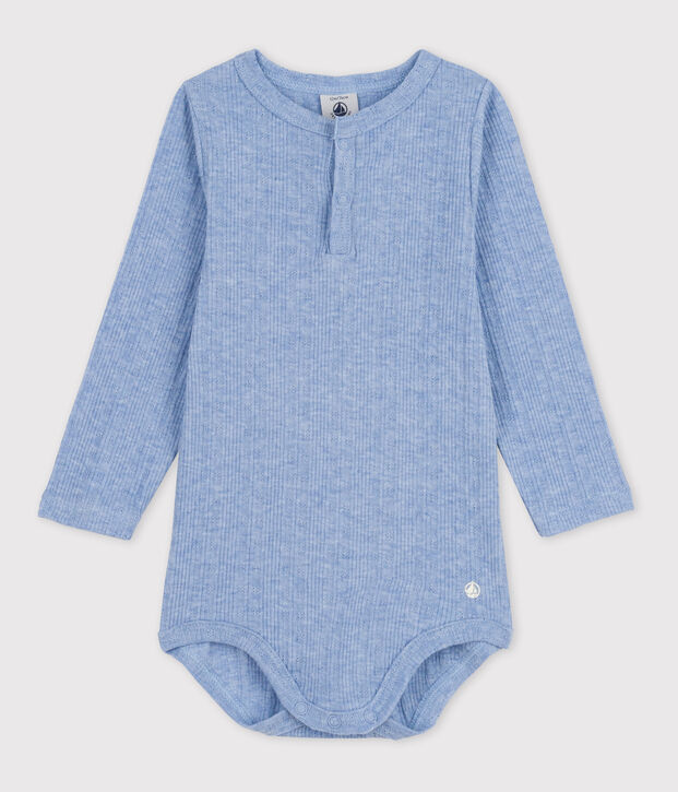 Lang&auml;rmeliger Baby-Body aus Baumwolle mit Tunikaausschnitt blau
