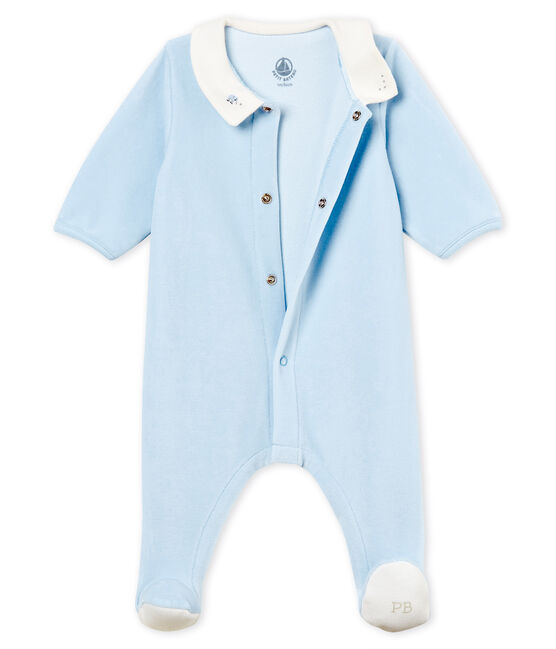Baby-strampler jungen aus baumwoll-samt blau FRAICHEUR