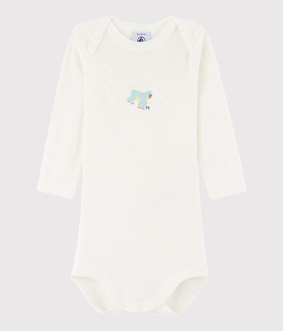 Langärmeliger Baby-Body Mädchen/Jungen weiss MARSHMALLOW