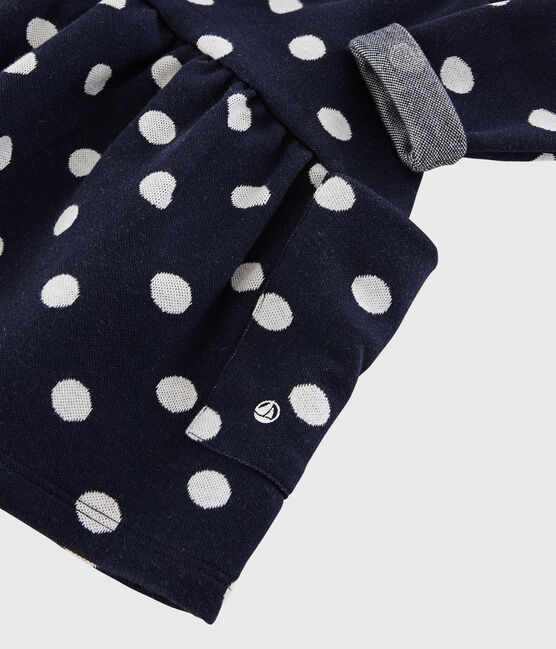 Langärmeliges Baby-Kleid für Mädchen blau SMOKING/weiss MARSHMALLOW