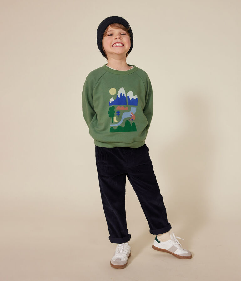 Kinder-Sweatshirt aus Molton f&uuml;r Jungen gr&uuml;n