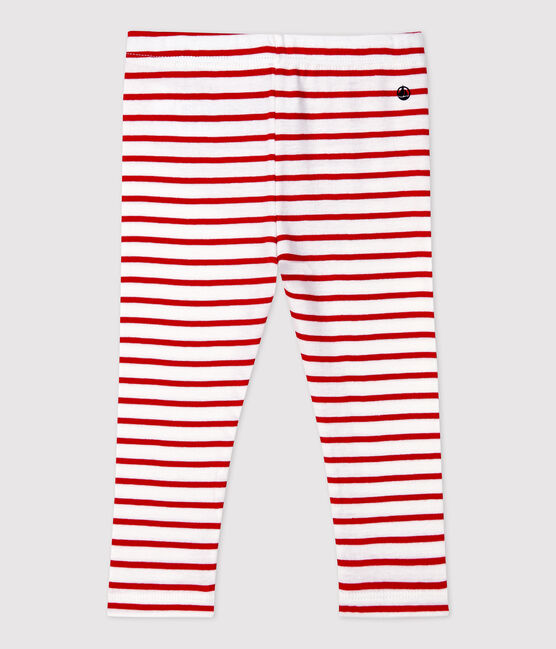 Baby-Leggings aus Baumwolle. weiss MARSHMALLOW/rot TERKUIT