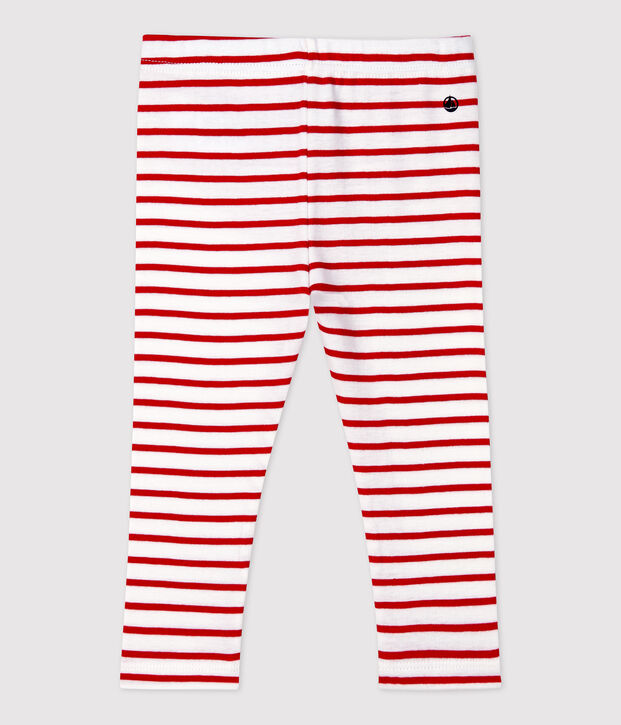 Baby-Leggings aus Baumwolle. weiss/rot