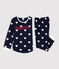 Kinderpyjama aus Molton mit Herzmotiv blau SMOKING/weiss MARSHMALLOW