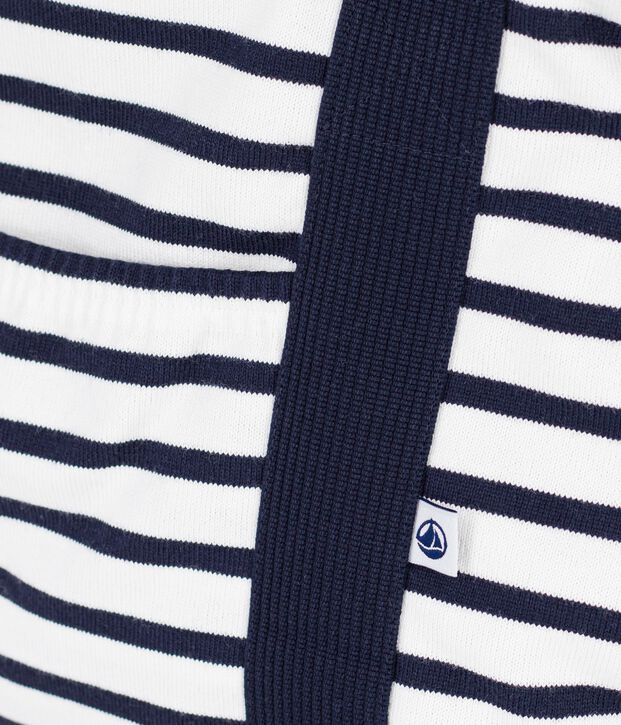 Baby-Geburtstasche aus gestreifter Baumwolle weiss/blau