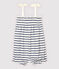 Gestreifter Baby-Kurzoverall aus Baumwolle/Leinen für Mädchen weiss MARSHMALLOW/blau MEDIEVAL
