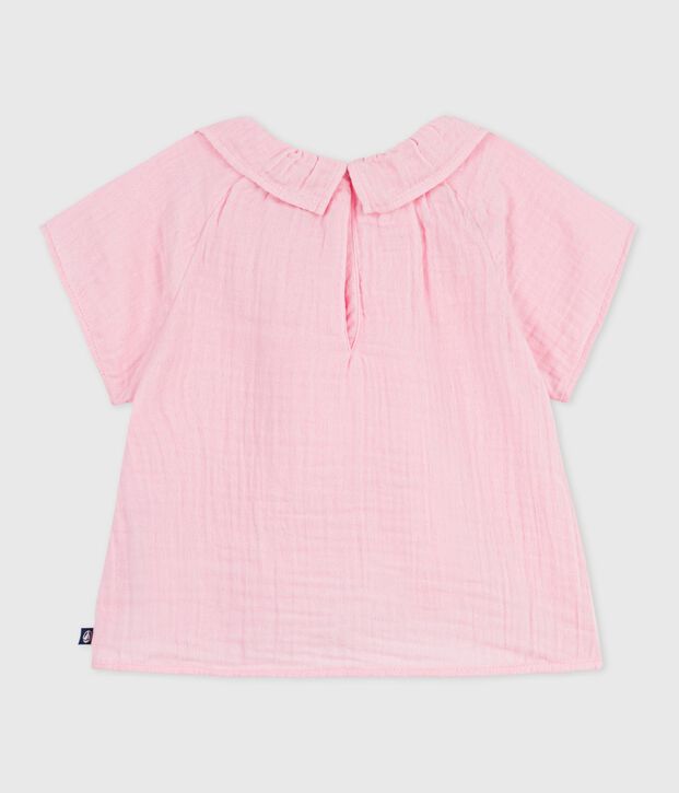 Lang&auml;rmelige Baby-Bluse aus einfarbiger Baumwolle MARQUISE