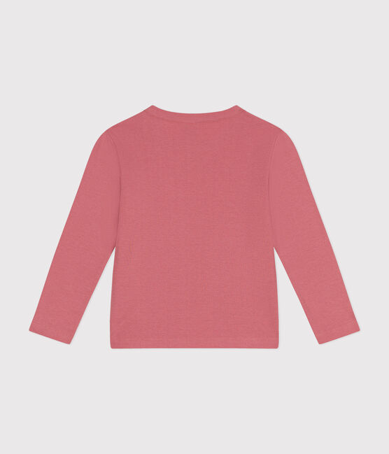 Langärmeliges Kinder-T-Shirt aus Rippstrick für Mädchen und Jungen rosa ROSEWOOD