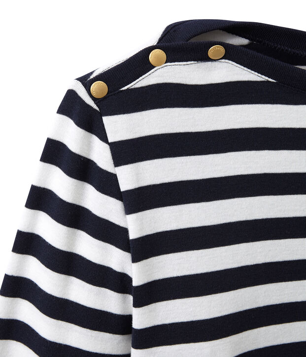 Gestreiftes Damen-Langarmshirt blau/weiss