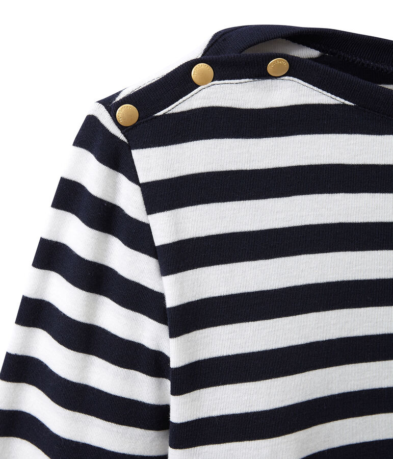 Gestreiftes Damen-Langarmshirt blau SMOKING/weiss MARSHMALLOW