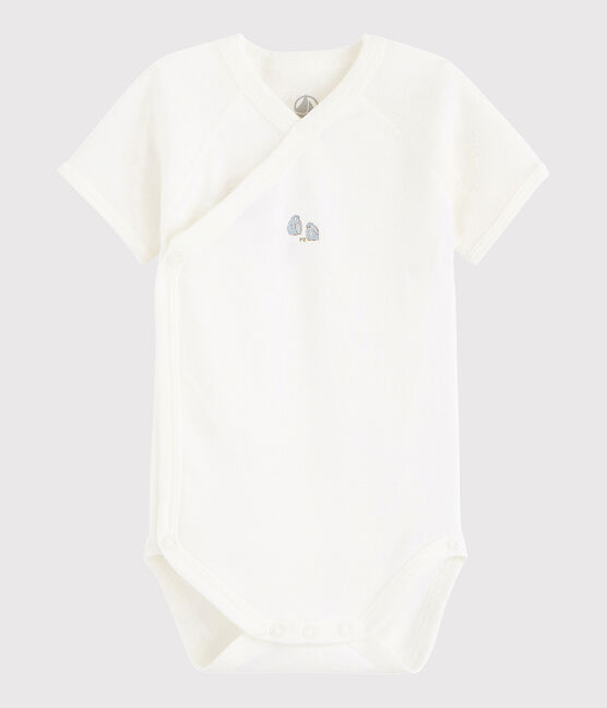 Kurzärmeliger Baby-Body in Wickelform Mädchen/Jungen weiss MARSHMALLOW