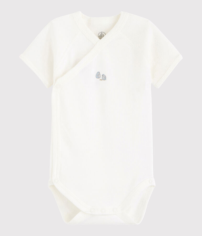Kurz&auml;rmeliger Baby-Body in Wickelform M&auml;dchen/Jungen weiss