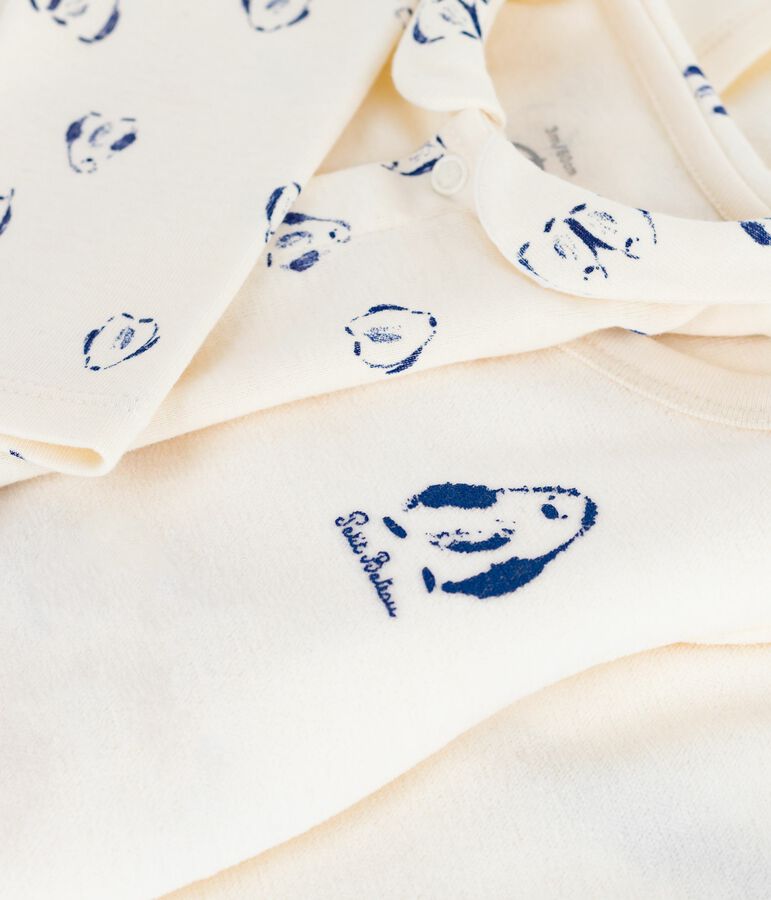 3-teiliges Baby-Set mit Wickeljacke und dazu passendem Body mit Pinguin-Motiv naturfarben