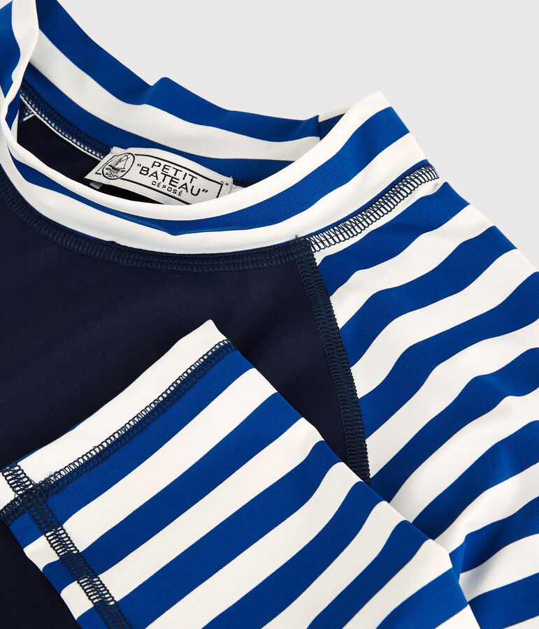 Damen-T-Shirt mit UV-Schutz aus recycelten Materialien blau/weiss