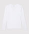 Damen-T-Shirt aus Baumwolle mit V-Ausschnitt weiss ECUME
