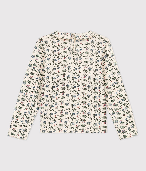 Lang&auml;rmeliges, gebl&uuml;mtes Kinder-T-Shirt aus Baumwolle f&uuml;r M&auml;dchen naturfarben/vielfarbig