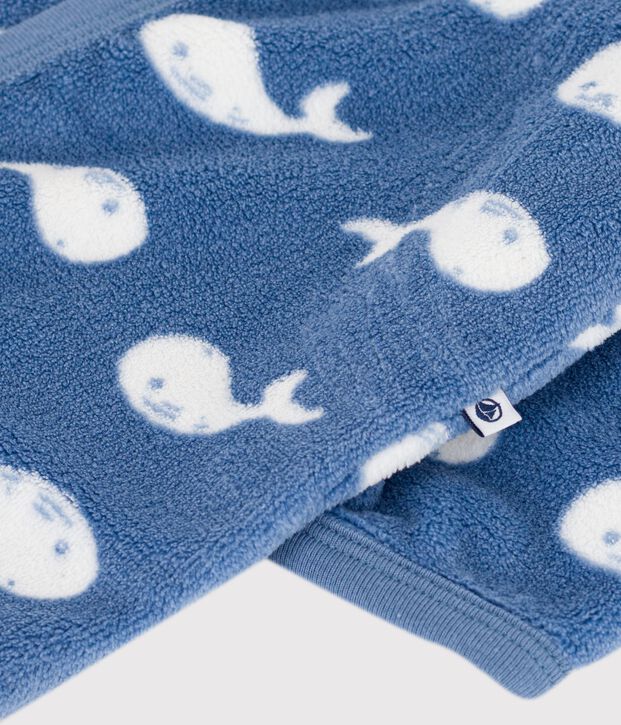 Baby Overall-Pyjama aus Fleece mit Walmotiv blau/weiss