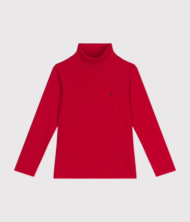 Kinder-Rollkragenshirt aus Baumwolle f&uuml;r M&auml;dchen und Jungen rot