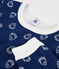 Jacquard-Pyjama mit Yetimotiv aus Wolle/Baumwolle für Jungen blau MEDIEVAL/weiss MARSHMALLOW