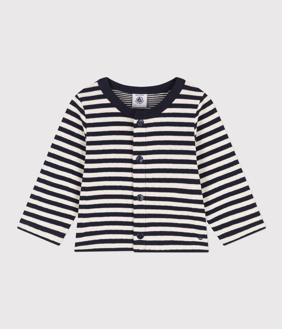 Baby-Cardigan aus gestreiftem Doppeljersey blau SMOKING/ AVALANCHE