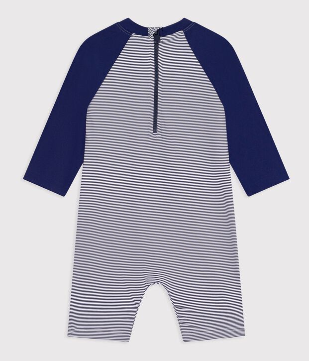 Baby Bade-Overall mit UV-Schutz blau/weiss
