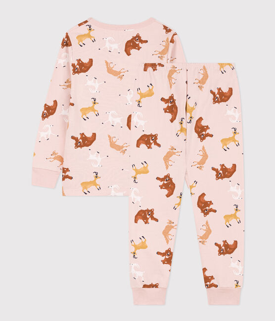 Pyjama aus Molton mit Tiermotiv rosa SALINE/weiss MULTICO