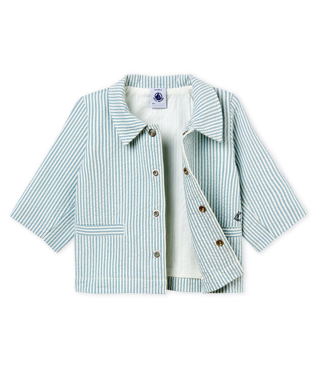 Gestreifte baby-jacke jungen blau/weiss