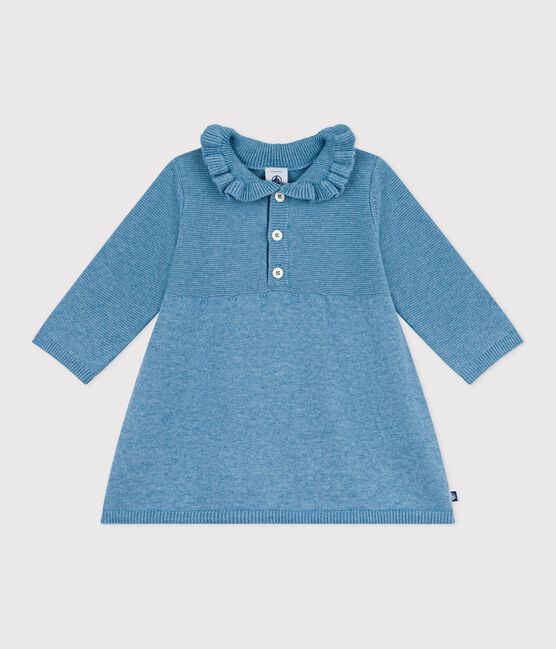Baby-Kleid aus einfarbiger Wolle und Baumwolle ADRIATIC