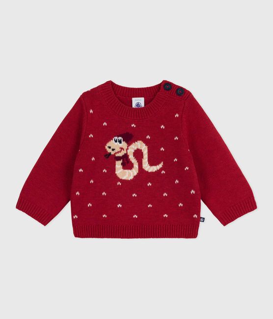 Baby-Pullover aus Woll- und Baumwollstrick rot CORRIDA