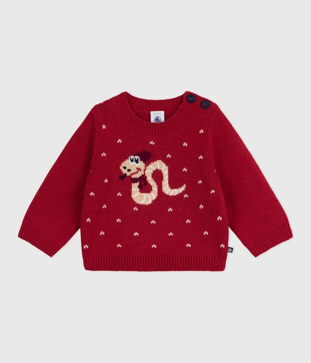 Baby-Pullover aus Woll- und Baumwollstrick rot