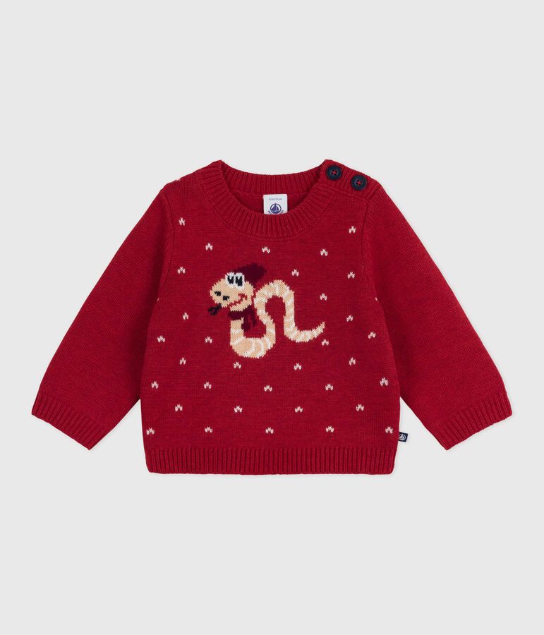 Baby-Pullover aus Woll- und Baumwollstrick rot