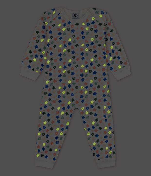 Baby-Strampler ohne F&uuml;&szlig;e aus Baumwolle in Leuchtfarbe weiss/vielfarbig