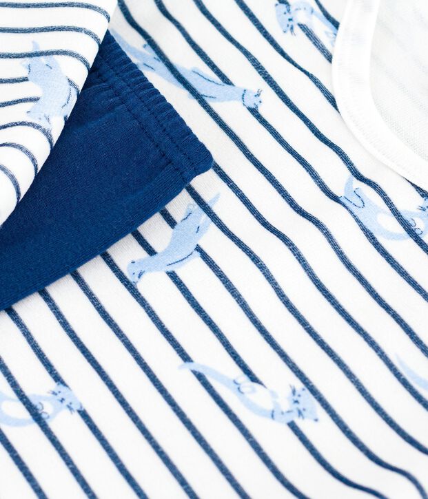 Pyjama  en velours weiss/blau/vielfarbig