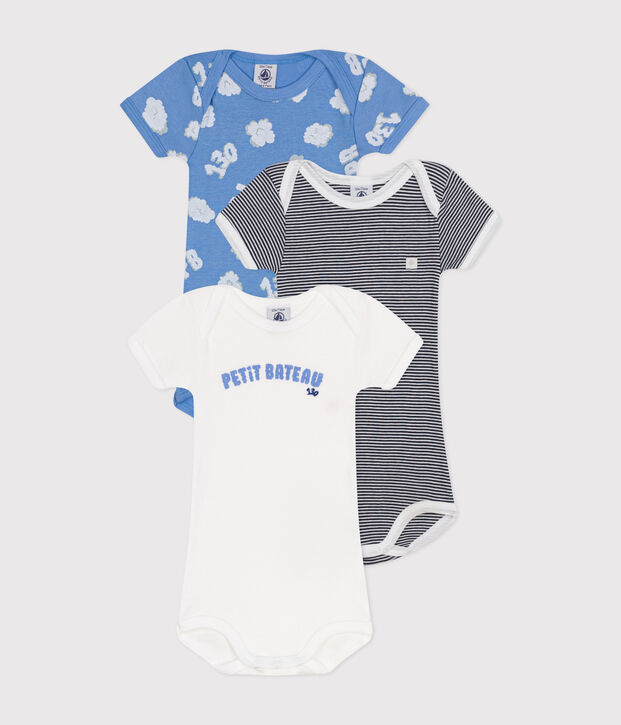 3er-Set kurz&auml;rmelige Baby-Bodys aus Baumwolle vielfarbig