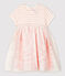 Kurzärmeliges Baby-Kleid für Mädchen weiss MARSHMALLOW/rosa MINOIS